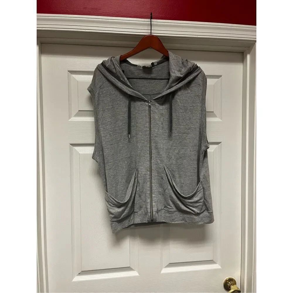 Athleta Gray Soft Full Zip Hoodie Vest sz XL NWOT